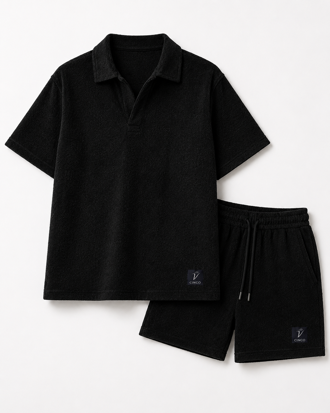 CINCO Terry Polo Set - اسود