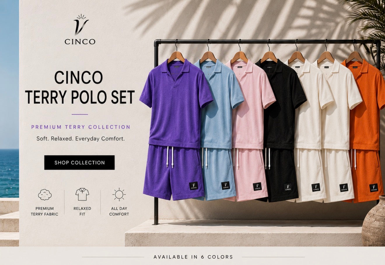 CINCO TERRY POLO SET - طقم تيري بولو و شورت