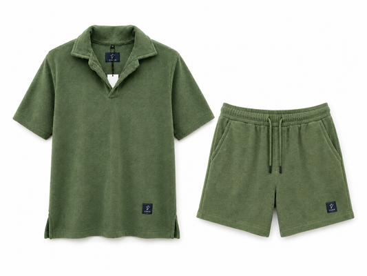CINCO Terry Polo Set – Sage Olive
