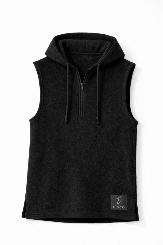 CINCO Terry Sleeveless Hoodie - اسود