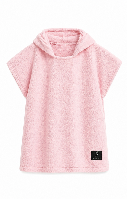 CINCO Kids Terry Hooded Poncho - وردي