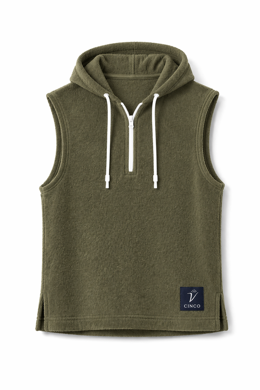 CINCO Terry Sleeveless Hoodie / زيتي