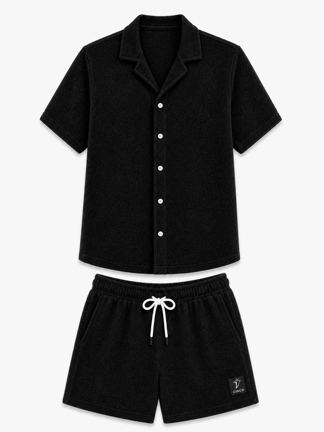 CAMISA SHORT SET - اسود