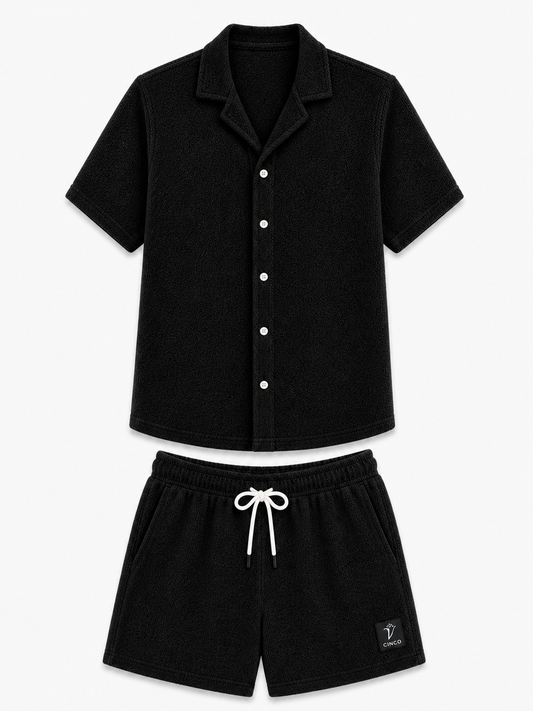 CAMISA SHORT SET - اسود