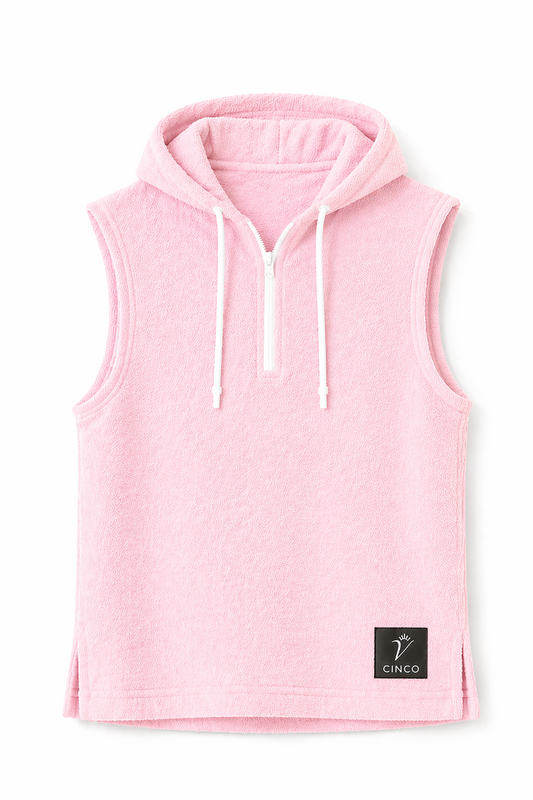 CINCO Terry Sleeveless Hoodie وردي