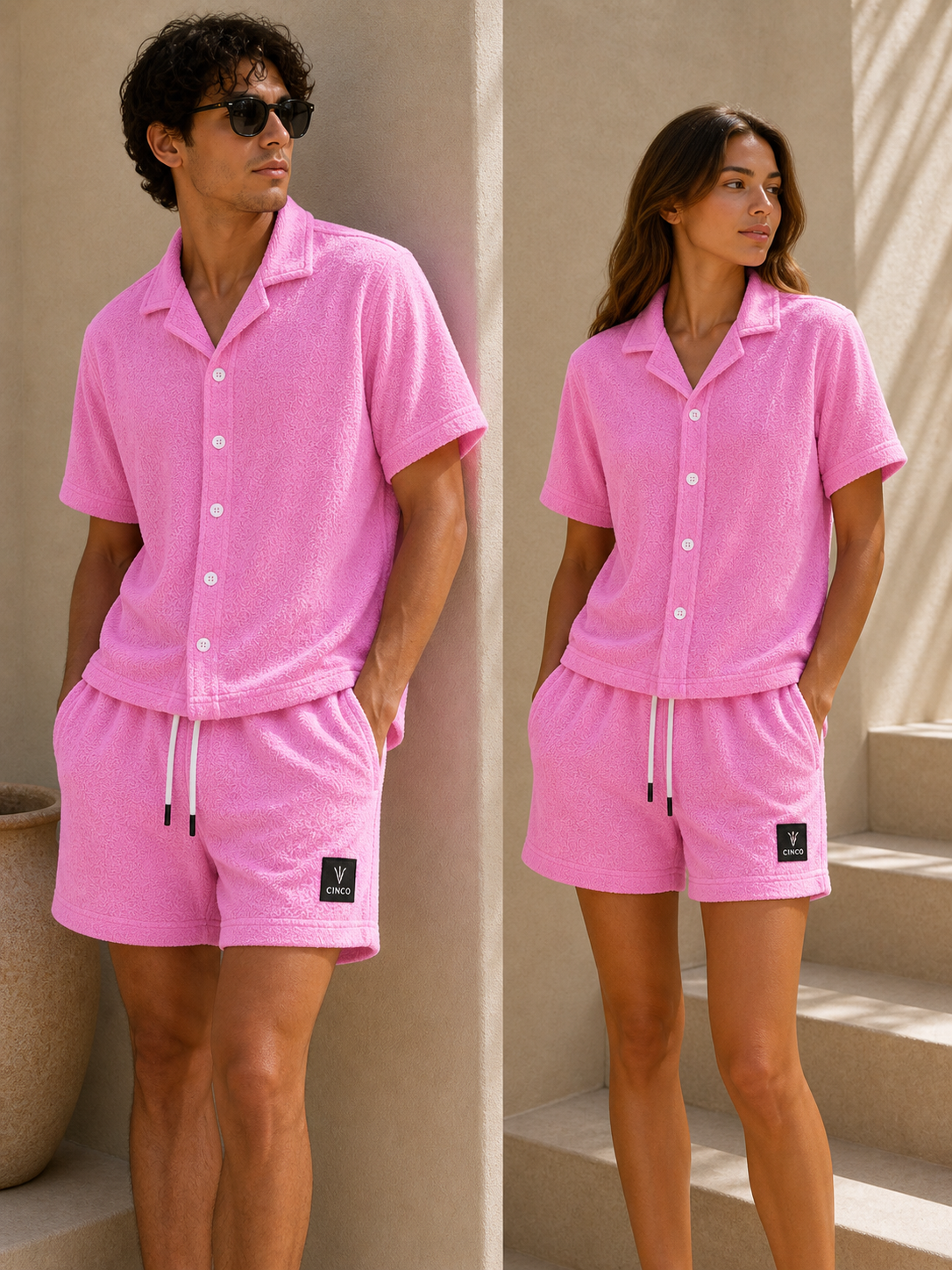 CAMISA SHORT SET - وردي