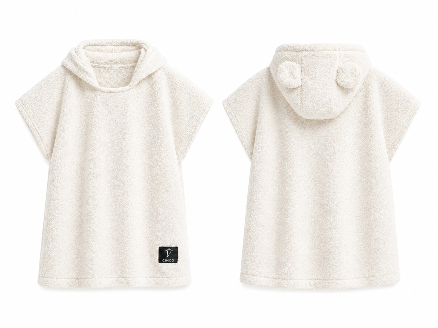 CINCO Kids Terry Hooded Poncho - اوف وايت