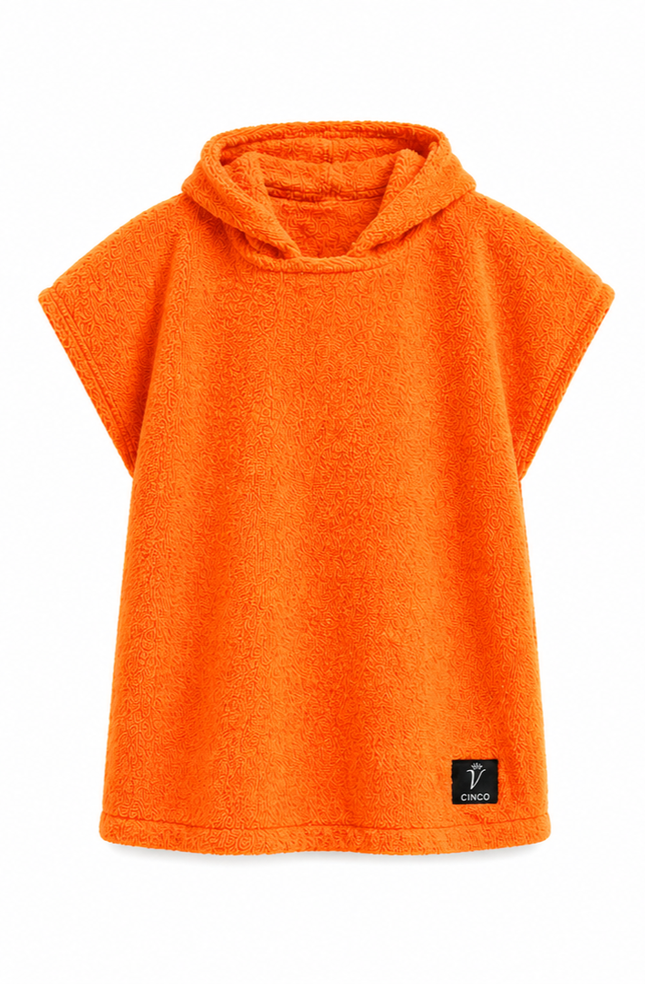 CINCO Kids Terry Hooded Poncho - برتقالي