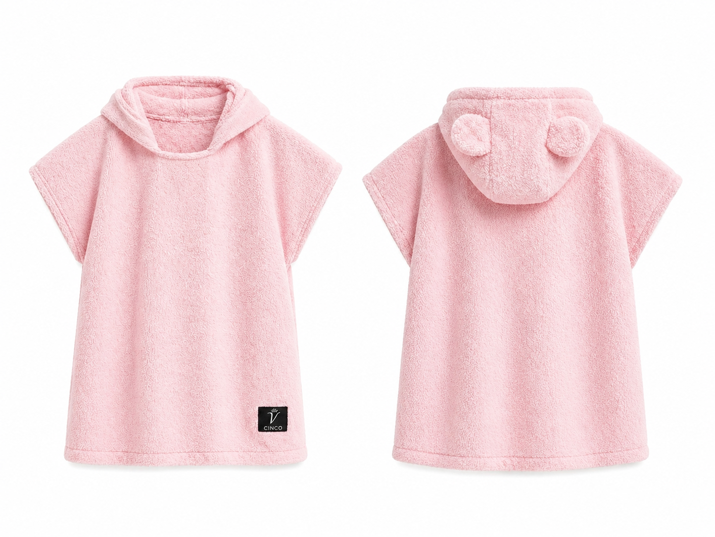 CINCO Kids Terry Hooded Poncho - وردي