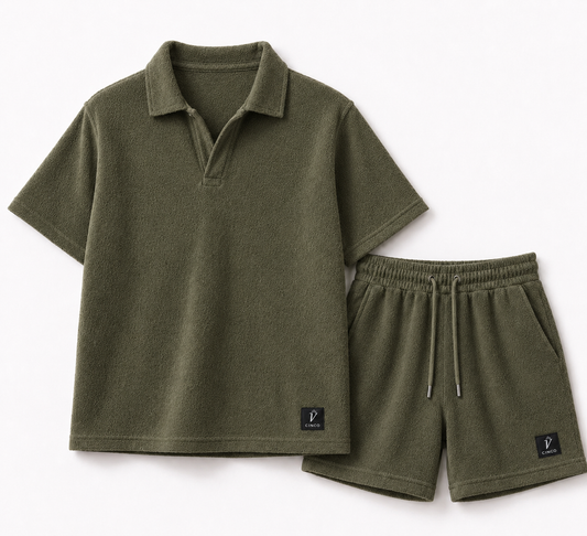 CINCO Terry Polo Set - زيتي