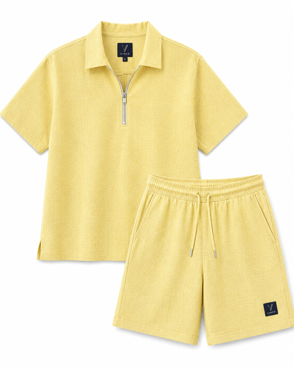 CINCO LEMON LINEN ZIP POLO SET