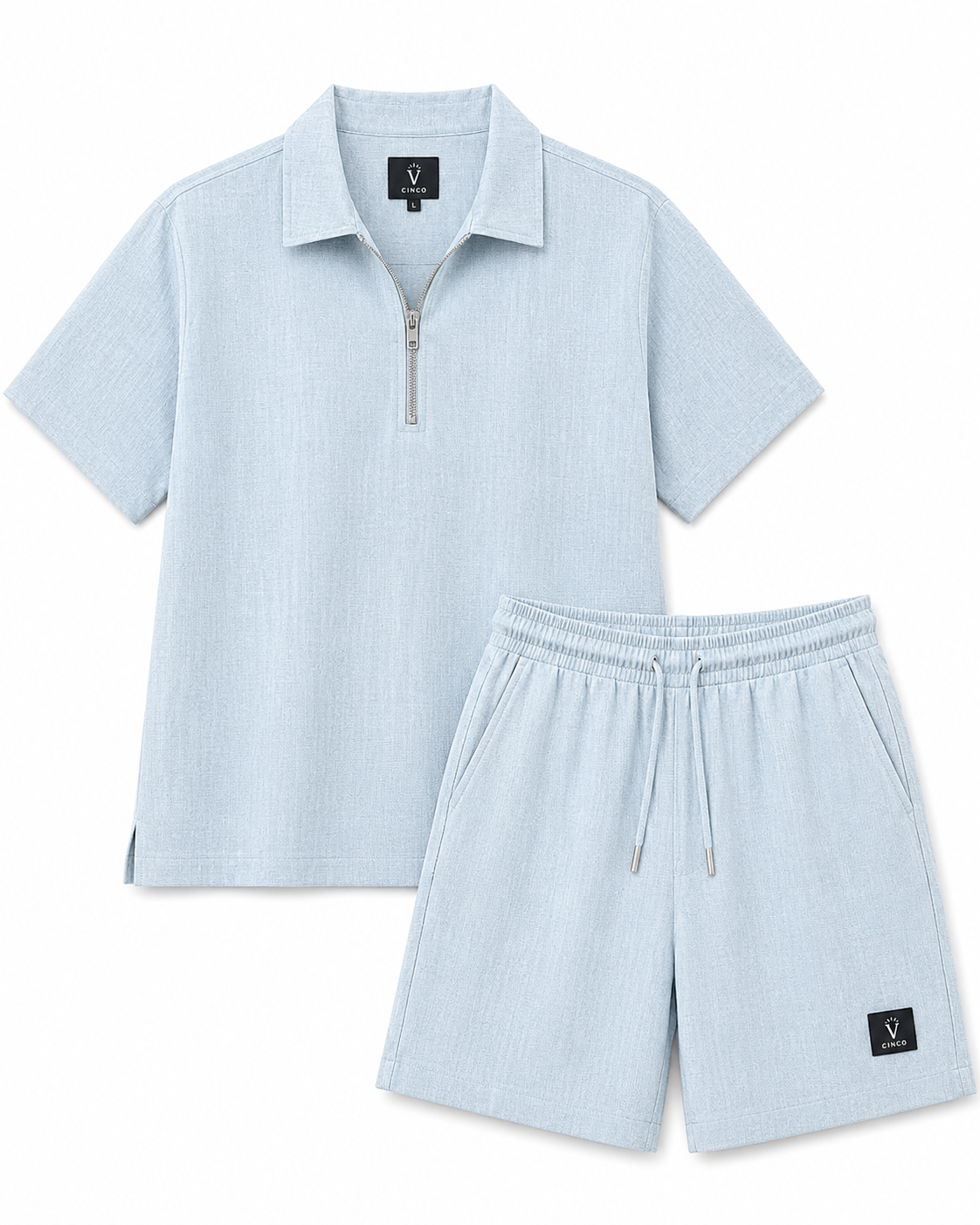CINCO SKY LINEN ZIP POLO SET