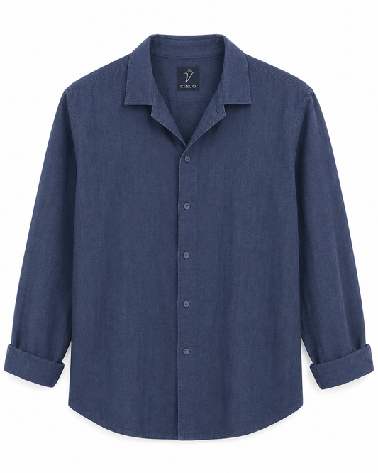 CINCO INDIGO LINEN SHIRT LS