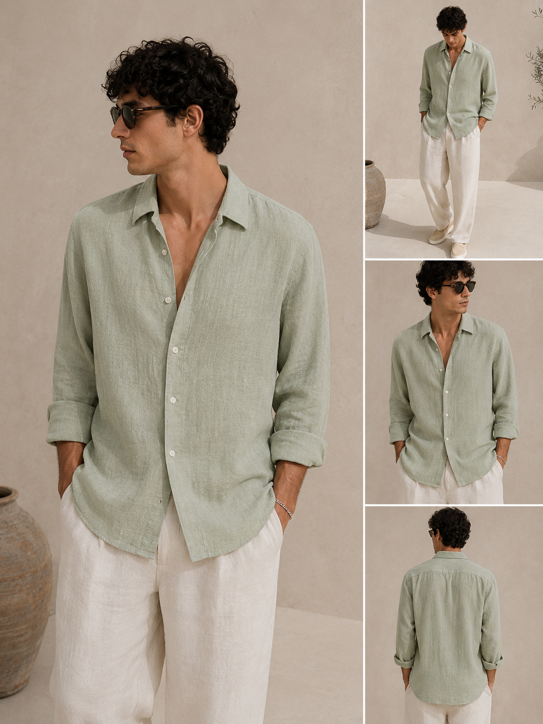 CINCO SAGE LINEN SHIRT LS