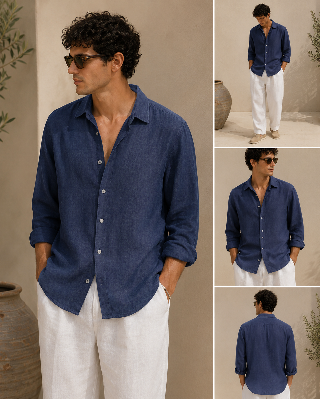 CINCO INDIGO LINEN SHIRT LS