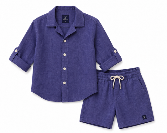 CINCO INDIGO LINEN SET – KIDS