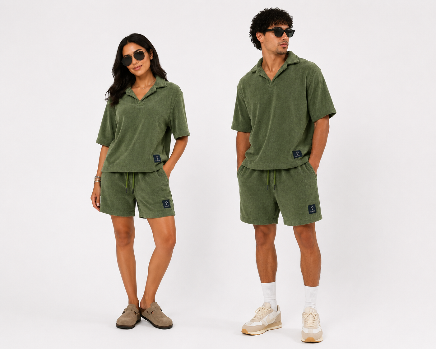 CINCO Terry Polo Set – Sage Olive